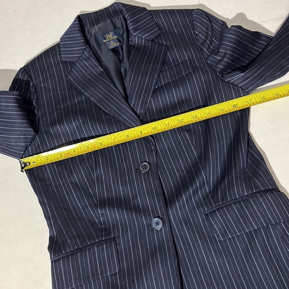 Brooks Brothers Navy Blue Pinstripe sz 2 Button Wool Blazer Jacket 346 womens - Picture 4 of 7